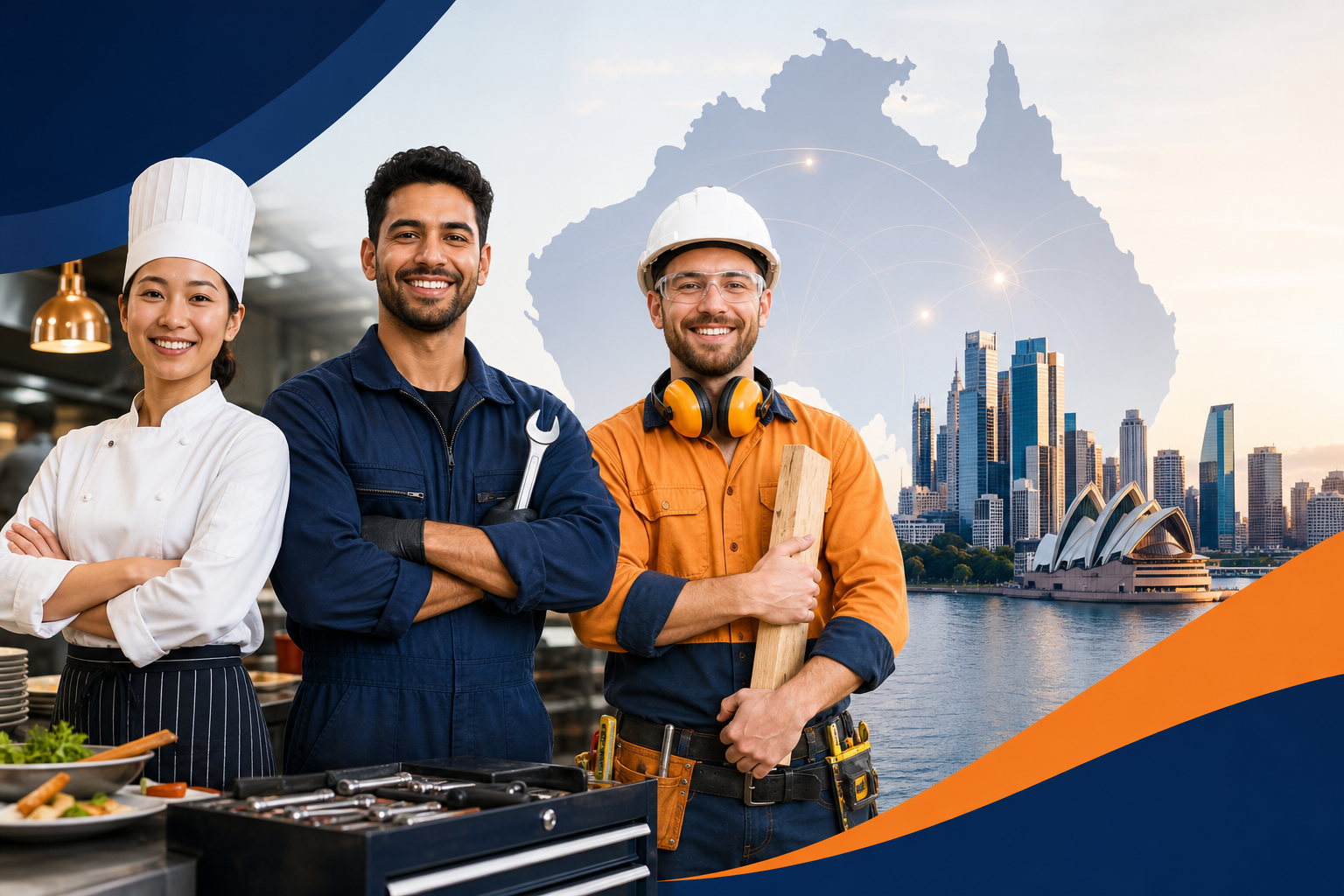Skilled hospitality, automotive and construction workers in Australia